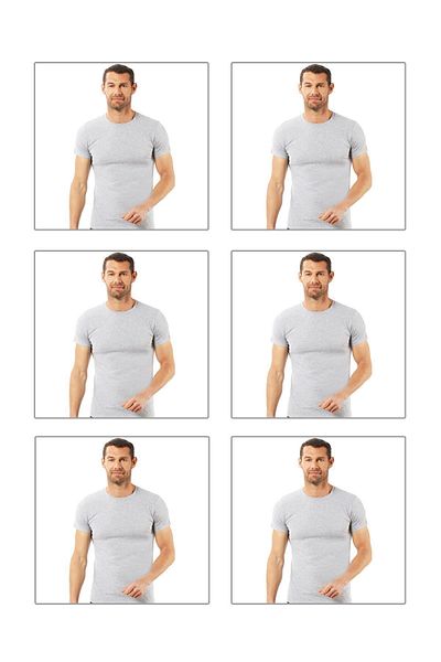ÖZKAN underwear Özkan 0265 6 Pack Men's Cotton Closed Zero Collar Half Sleeve Undershirt T-Shirt