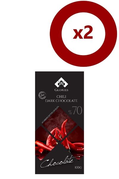 Glories Chocolate Acı Biberli %70 Kakao  Bitter Tablet 100 g
