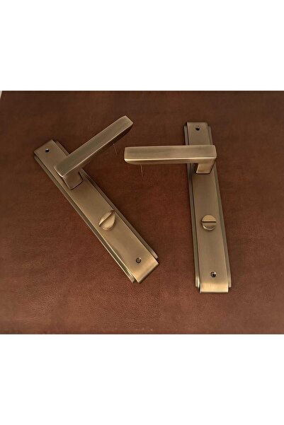 KOLDOOR Bella Antik Sarı Lüx Zamak Aynalı Wc Banyo Kapı Kolu Sağ Basar 1 Takım