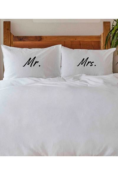 Elbasan Tekstil 2 τεμάχια Mr. Mrs. Σχεδιασμός Μαξιλαροθήκη 30x50 εκ