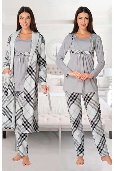 Effort Pijama طقم بيجامة للحوامل من Dvina Effortt باللون الرمادي - 8084