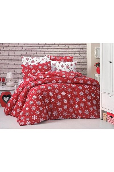 EVİMCE Novogodišnji koncept crvenog duplog kompleta navlaka za poplun