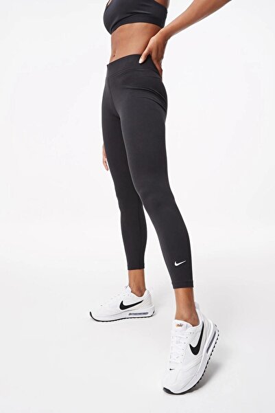 Nike Sportswear Essentials Mid Rise 7/8 Leggings Μαύρο βαμβακερό γυναικείο αθλητικό κολάν μαύρο