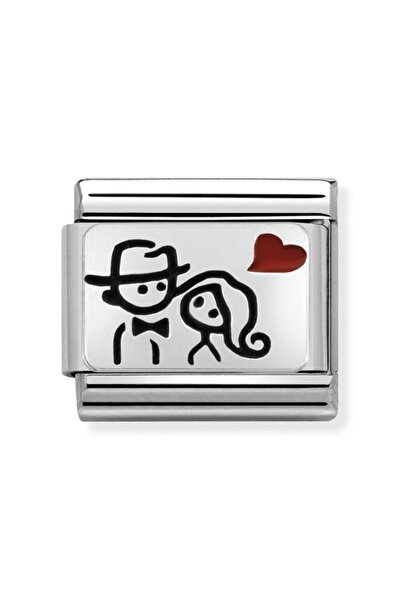 NOMİNATİON Composable Cl Oxıdızed Plates In Steel Enamel And 925 Silver