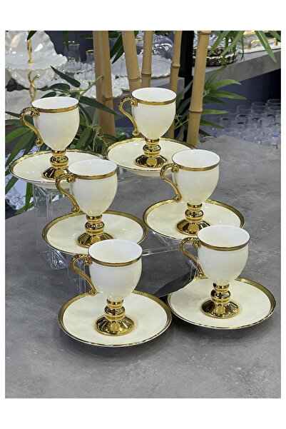 Doğudeko Lüx Porselen Prune Gold6 Lı Fincan Takımı Cream