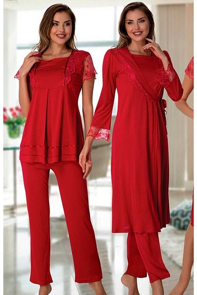 Effort Pijama Women's Red Effortt 2050 Cherry Maternity Pregnant Set of 4