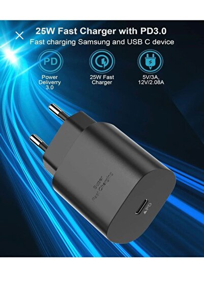FİOPLUS Samsung Tüm Modellere Uyumlu Süper Hızlı Şarj 25w Usb-c Şarj Adaptörü