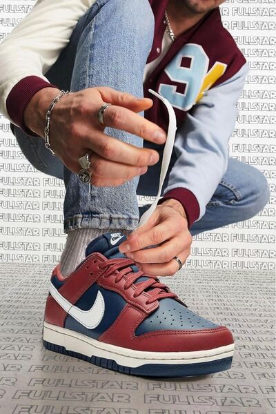 Nike حذاء رياضي دونك منخفض من الجلد للجنسين من الجلد الطبيعي باللون الأسود ال...