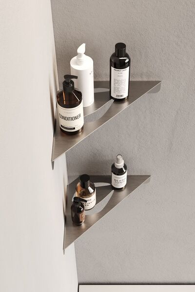 Zift Unique Stainless Steel Bathroom Corner Shelf - Adhesion Shampoo & Shower & Corner Shelf 2-Tier Modern Corner Shelf