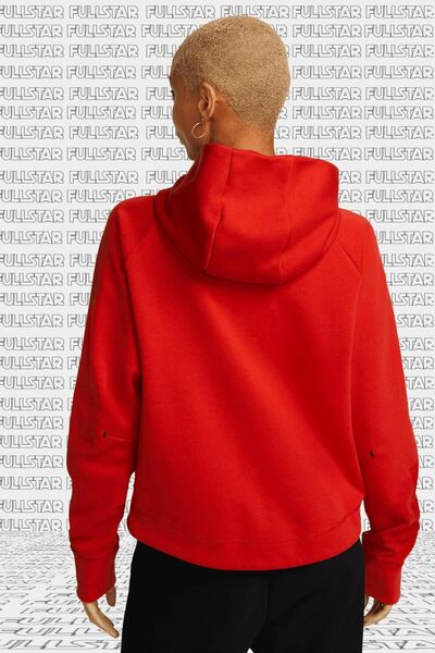 Nike Tech Fleece Windrunner Full Zip Hoodie Kapüşonlu Kadın Sweatshirt Kırmızı