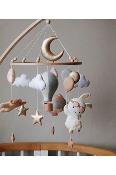 Duygunun Keçe Tasarımı Özel Tasarım Kız Bebek Erkek Bebek Müziksiz Beşik Dönencesi