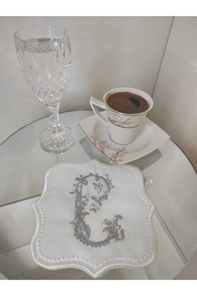 LİNDA MİA منديل كوكتيل فضي حرف "c" حرف مفرد