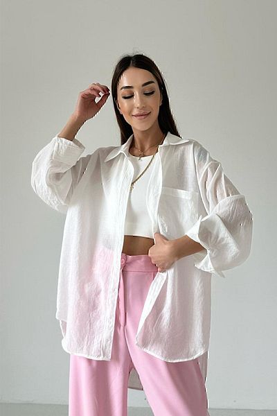 ELLEGANT Koszula lniana damska New Season Oversize