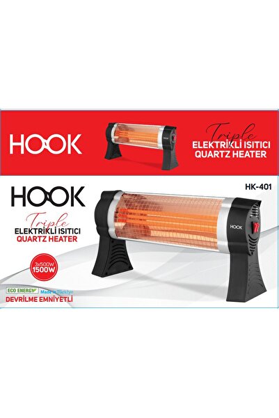 HOOK HK-401 Triple 3 Çubuklu 1500 Watt Devrilme Emniyetli Quartz Isıtıcı