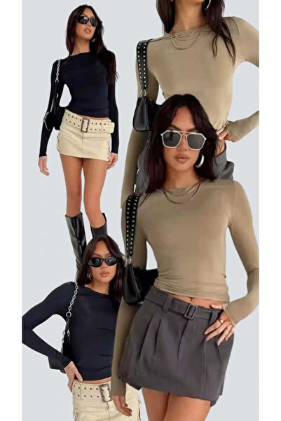 GARDIROZA Велосипедна комір довгий рукав Basic Body - Світшот 2 Чорний 2 Бежевий