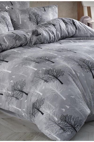 Sheri Home Σετ Παπλωματοθήκη Μονή Cotton Grey Tree New14533