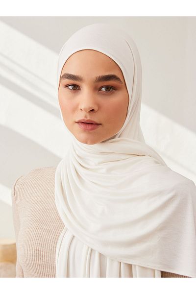 Femple Modest Premium Small Jersey Shawl - Ivory Χρώμα, 150x50 cm Hijab