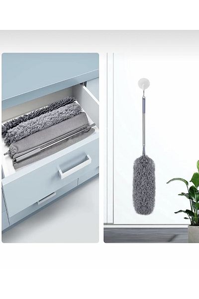 Single Microfiber Magnetic Anti-Static Bendable Dust Removal 3-Piece Full Set Extendable Handle Mop