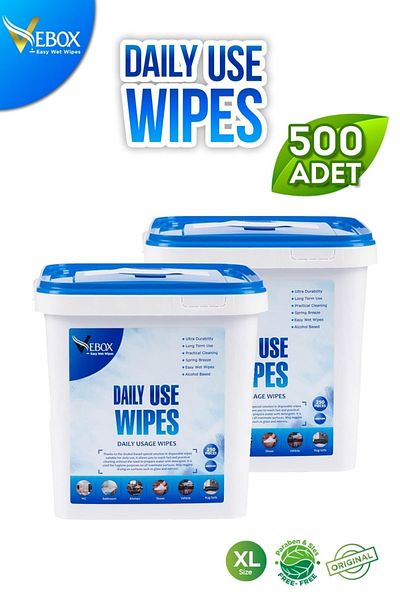 VEBOX 500 Sheets for Daily Use - 2 Pack Bucket and Wet Wipes Towels