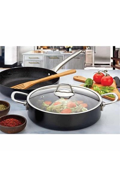 Evimsaray Zest Gusto Granite Flat Pot 26 Cm