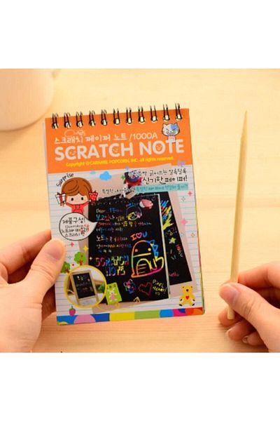 EKIRTASİYE Scratch Note Magic Notebook Blackboard Pen (6 PAGES)