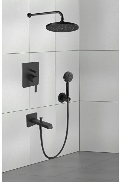 Roca Carelia Mat Siyah 5 Parçalı Ankastre Banyo Duş Sistemi, Iç Set Dahil (DUVARDAN BORULU)