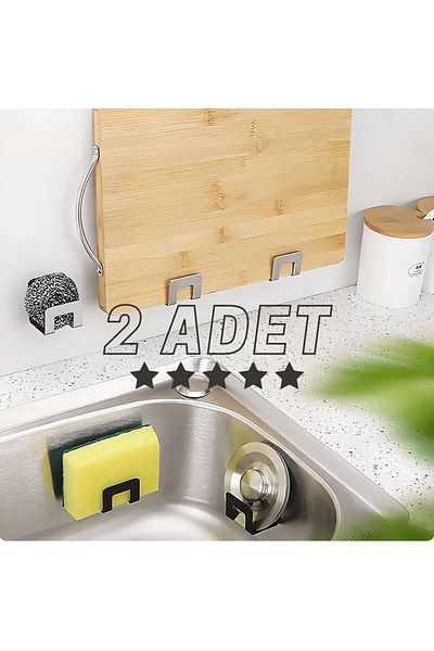ETÜCCAR Dish Sponge Holder Set of 2 3M Strong Double-sided Tape Stainless Dish Sponge Holder Hanger