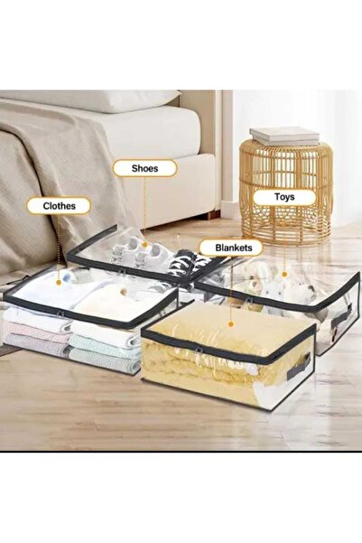 tAAlu 3 Lu Şeffaf Hurç Büyük Boy Baza Altı 60x40x22