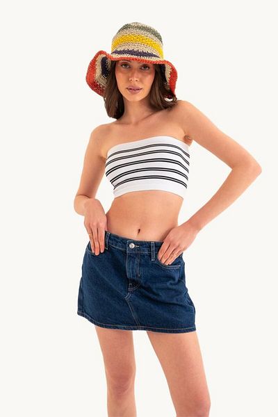 Hiccup Στράπλες ριγέ Crop Top
