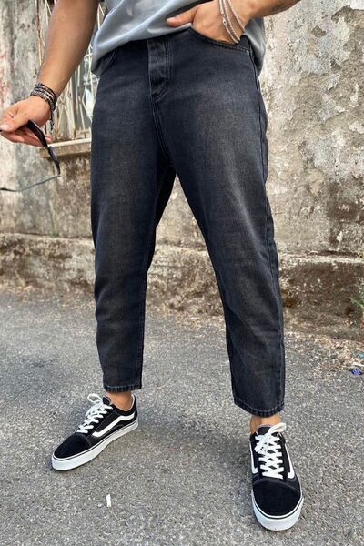 NO61 MAN Boyfriend Siyah Eskitme Yıkamalı Taşlamalı Kot Pantolon