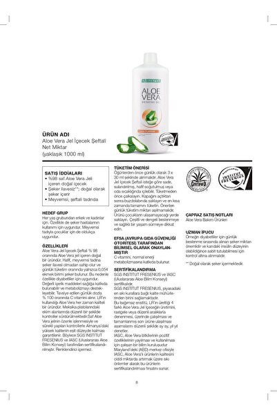 LR Aloe Vera Drinking Gel Şeftali Jel Içecek 1 Lt Ty8075017