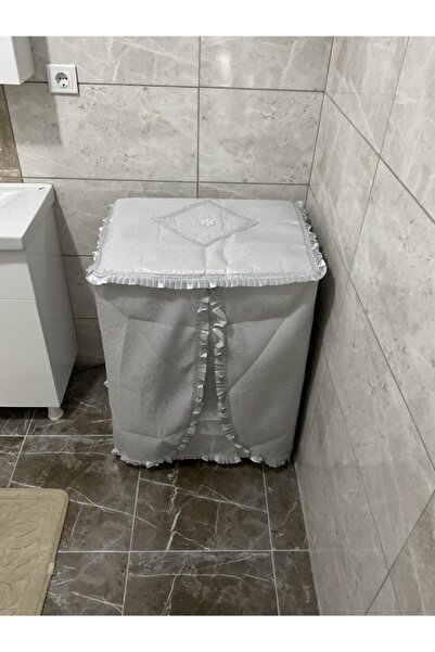 Genel Markalar Modern Lüx Simli Çamaşır Makinesi Örtüsü  Gri