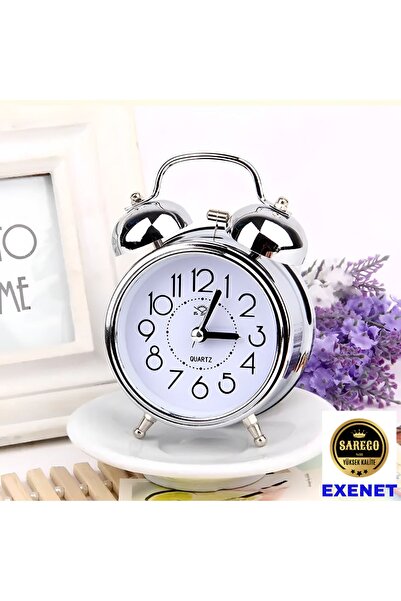 EXENET Nostaljik Çalar Saat Klasik Retro Masaüstü Dekoratif Antika Ev Ofis Ak...