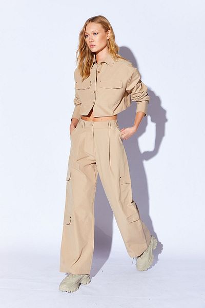 EDITION WOMAN Beige Double Pocket Thick Soft Women's Trousers - Ek 10009006