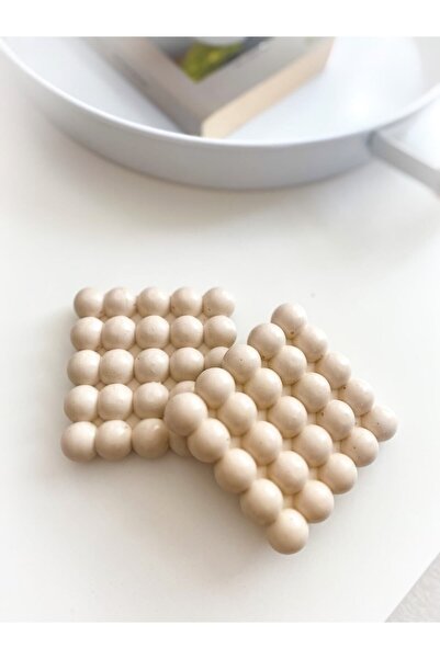 StudioSerena قاعدة أكواب فقاعية - طقم من قطعتين - بيج