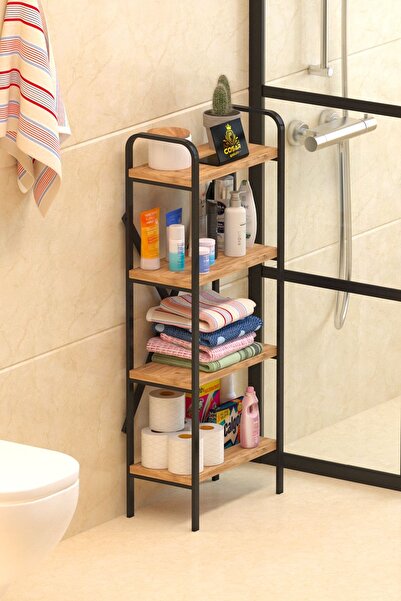 Cosargroup Banyo Düzenleyici Banyo Dolabı Çok Amaçlı Dolap 4 Katlı Metal Banyo Düzenleyici 100x40x21cm