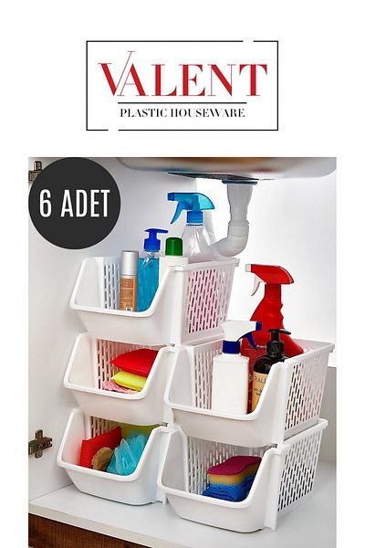 VALENT 6-Piece Stackable In-Cabinet Organizer, Layered Organizer, In-Cabinet Under-Sink Organizer