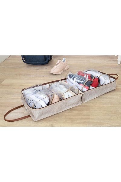 ALAS Felt Shoe Bag with Leather Handles, Travel Shoe Bag Suitcase Over Shoe Bag Ayakka
