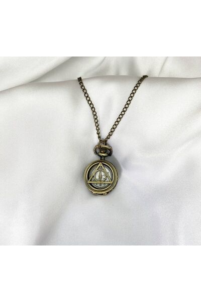 Herşey Nota Harry Potter Saatli  Deathly Hallows Çift Taraflı  Kolye