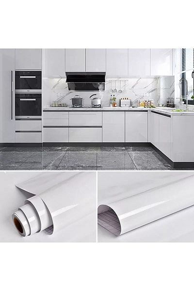 Blue Home Deco Linn Self-Adhesive White Foil / Width: 45 Cm X 5 Mt Length -arzu58650