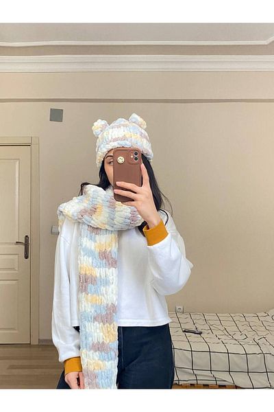 Moda Biçer Puffy Scarf Hand Knitted Shawl