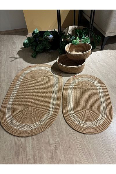 MaVaux Amsterdam Jute - Σετ Ψάθινο Χαλάκι Μπάνιου, Σετ 4 50x80 cm / 40x60 cm