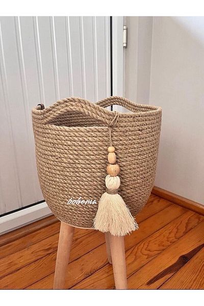Bohemahomedecor Wicker Jute Basket - Flower Pot Organizer