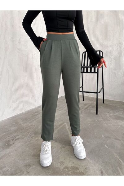 SUYA US WEAR Ψηλόμεσο και ελαστικό παντελόνι από ύφασμα από άμμο