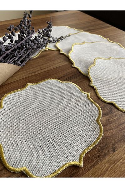 Nurhanhome 6 Pieces Linen Linen Fabric Gold Glitter Coffee Side Cocktail Presentation Napkin Suitable for Ethamine Processing