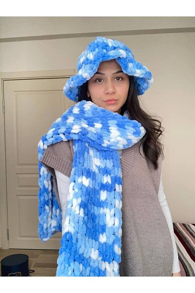 Moda Biçer Şal tricotat manual cu eşarfă umflată