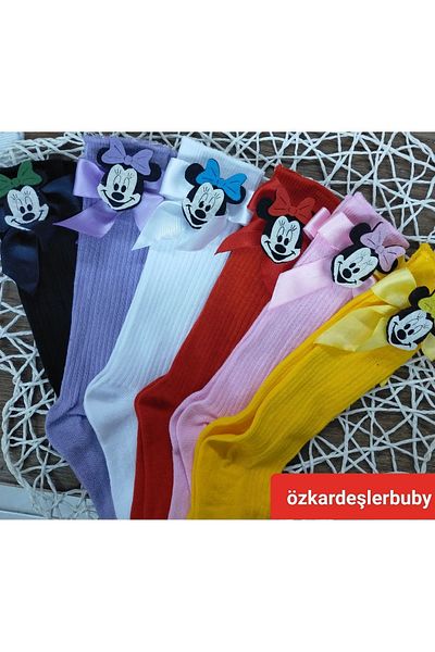 ÖZKARDEŞLER BABY 6 пакета високи чорапи с панделка Мики Маус - бебешки и детски