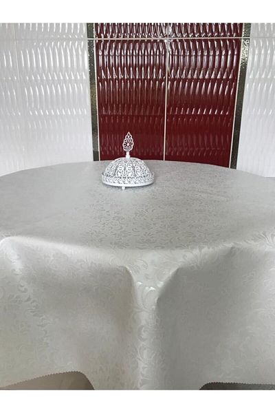 yukselhalimefrusat White Round Oilcloth Tablecloth PVC 160 cm