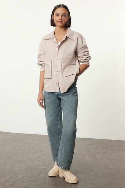 Trendyol Collection Beige Snap Detailed Pocket Woven Jacket Twoaw25Ce00035