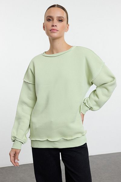 Trendyol Collection Mint Oversize/Wide Fit Karyoka Prošívaná tlustá fleecová pletená mikina TWOAW22SW0267